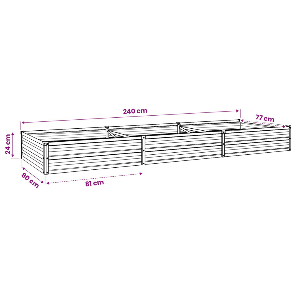 vidaXL Podniesione Łóżko Ogrodowe brązowy 240 x 80 x 24 cm