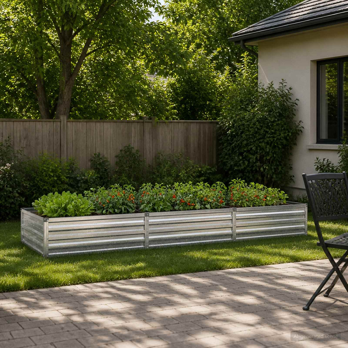 vidaXL Podniesione Łóżko Ogrodowe srebrny 240 x 80 x 24 cm Ocynkowany