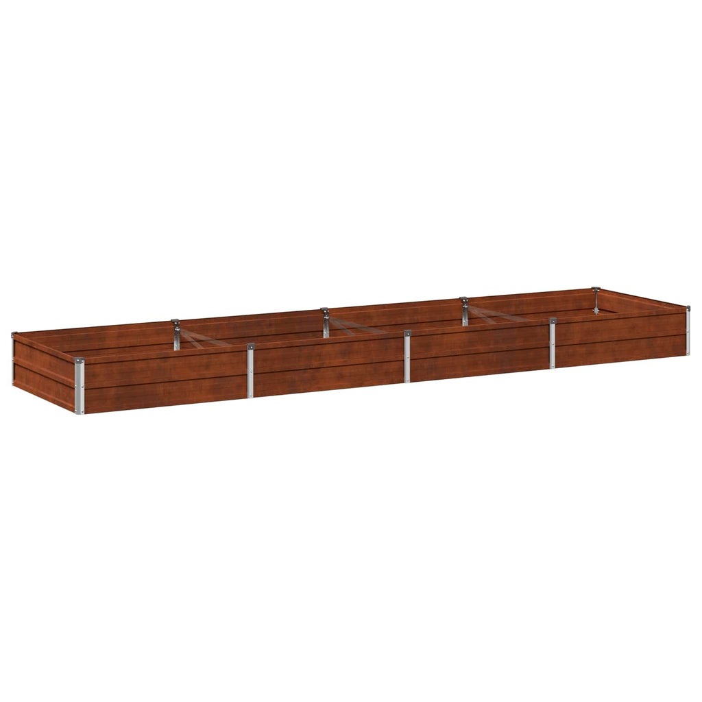 vidaXL Podniesione Łóżko Ogrodowe Rdzawy 320 x 80 x 24 cm tektura