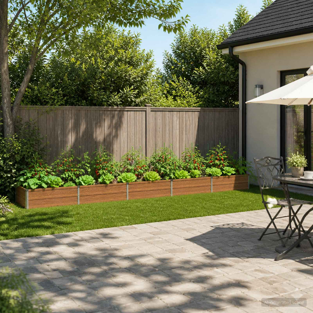 vidaXL Podniesione Łóżko Ogrodowe Brązowy Drewno 400 x 80 x 24 cm