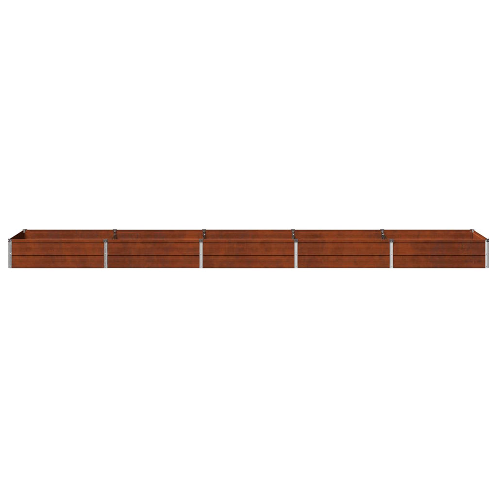 vidaXL Podniesione Łóżko Ogrodowe Rdzawy 400 x 80 x 24 cm tektura