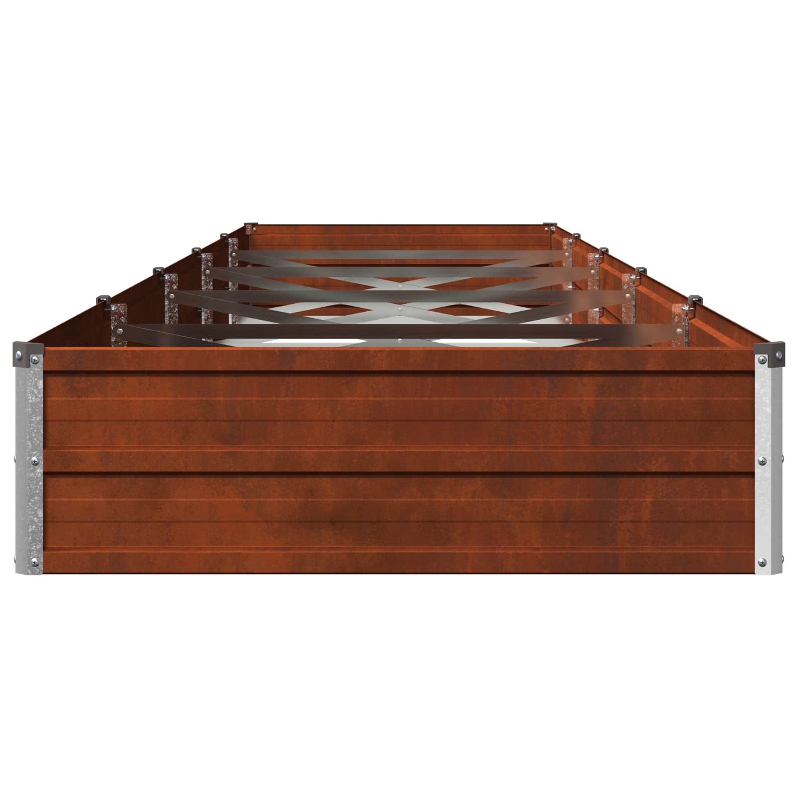 vidaXL Podniesione Łóżko Ogrodowe Rdzawy 400 x 80 x 24 cm tektura
