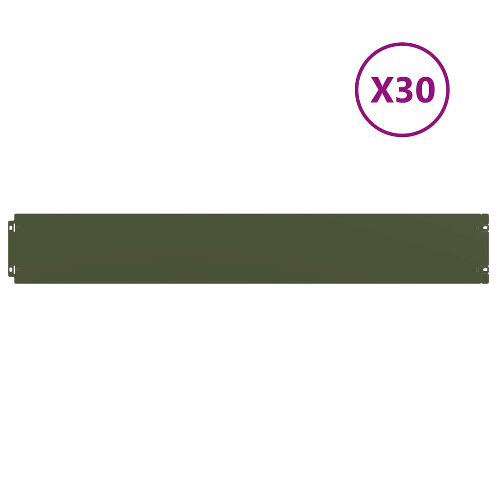 vidaXL Krawężnik do trawnika 30 szt. 15 x 103 cm Stal Oliwkowy zielony