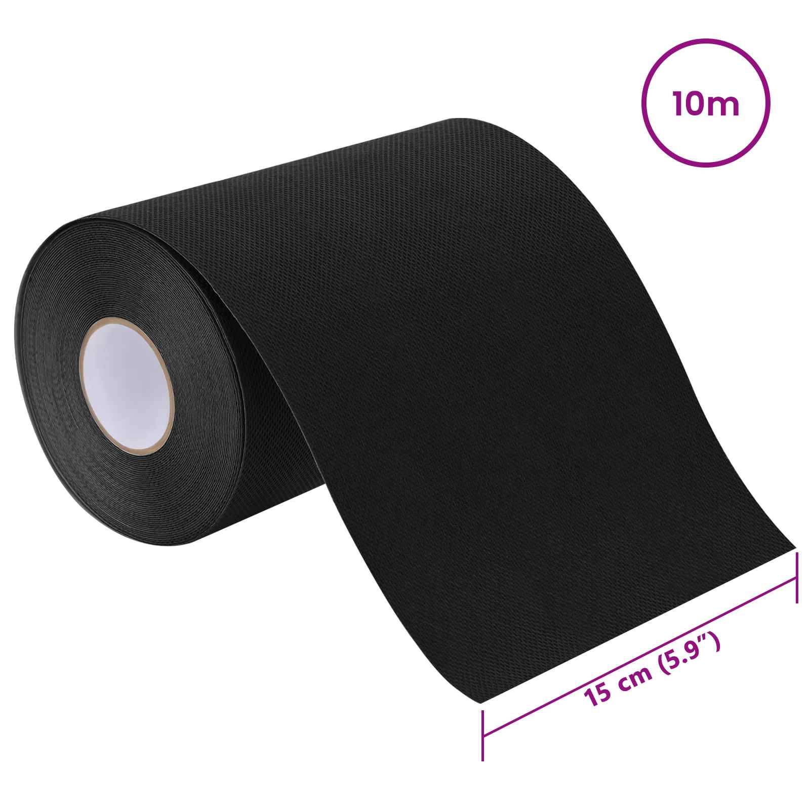 vidaXL Taśma do sztucznej trawy samoprzylepna Czarny 15 cm x 10 m
