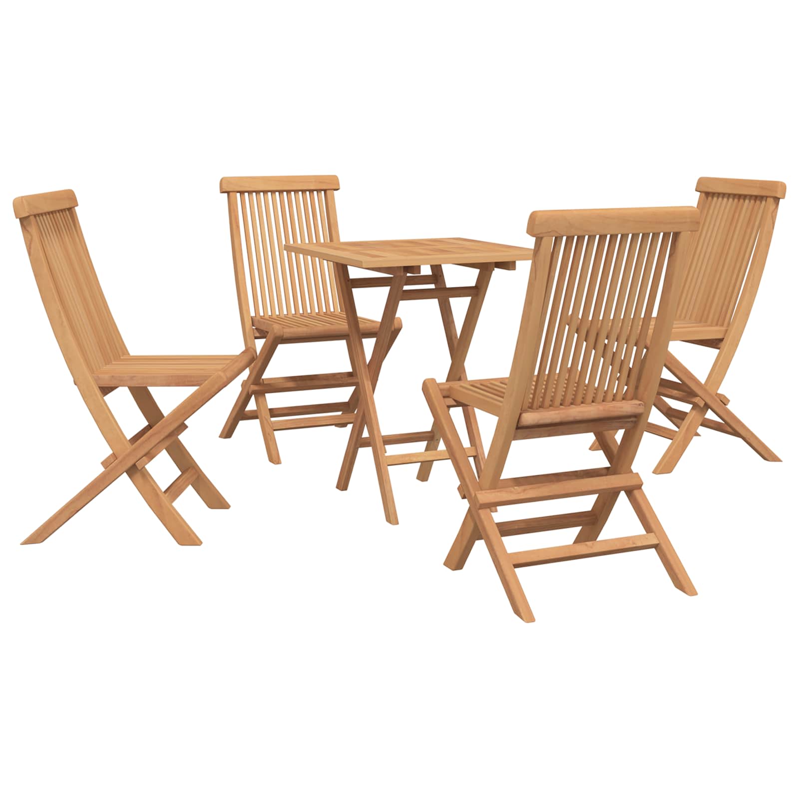 vidaXL Składany zestaw jadalny do ogrodu Regulowany 5 pcs Naturalny