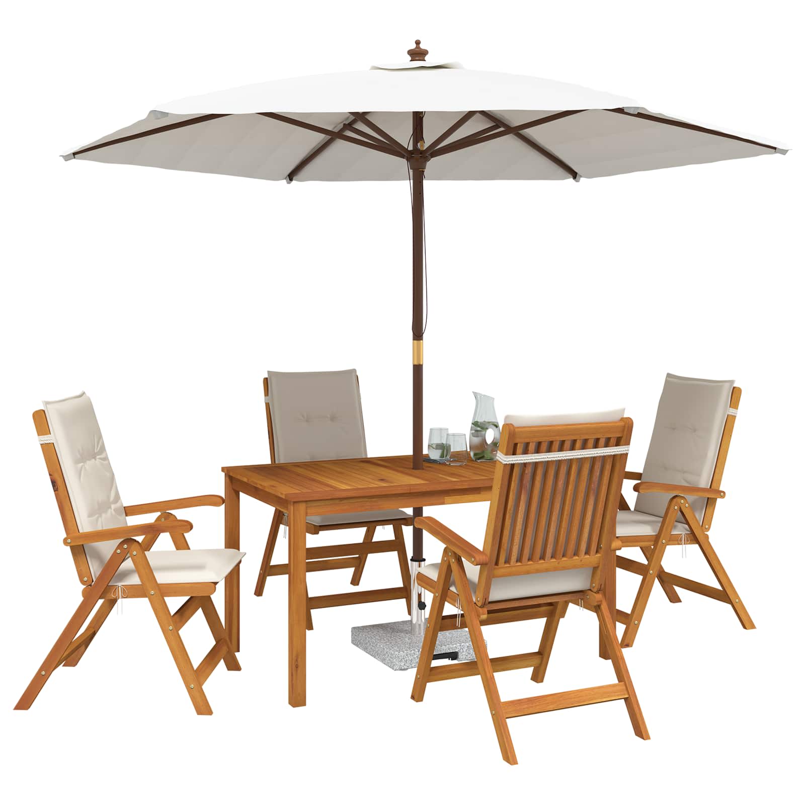 vidaXL 5-Piece Garden Dining Set naturalny Lite Drewno Akacji