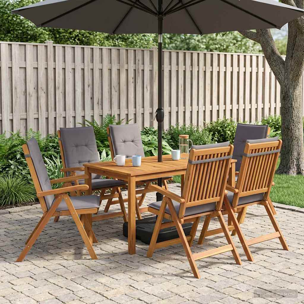 vidaXL 7-Piece Garden Dining Set naturalny Lite Drewno Akacji