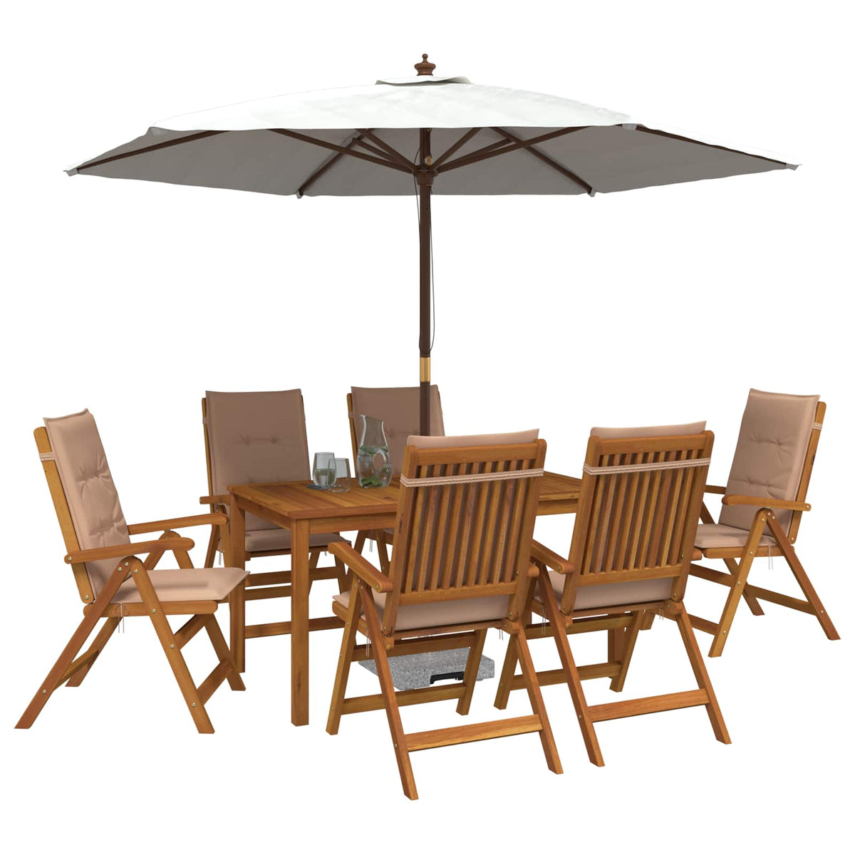 vidaXL 7-Piece Garden Dining Set naturalny Lite Drewno Akacji