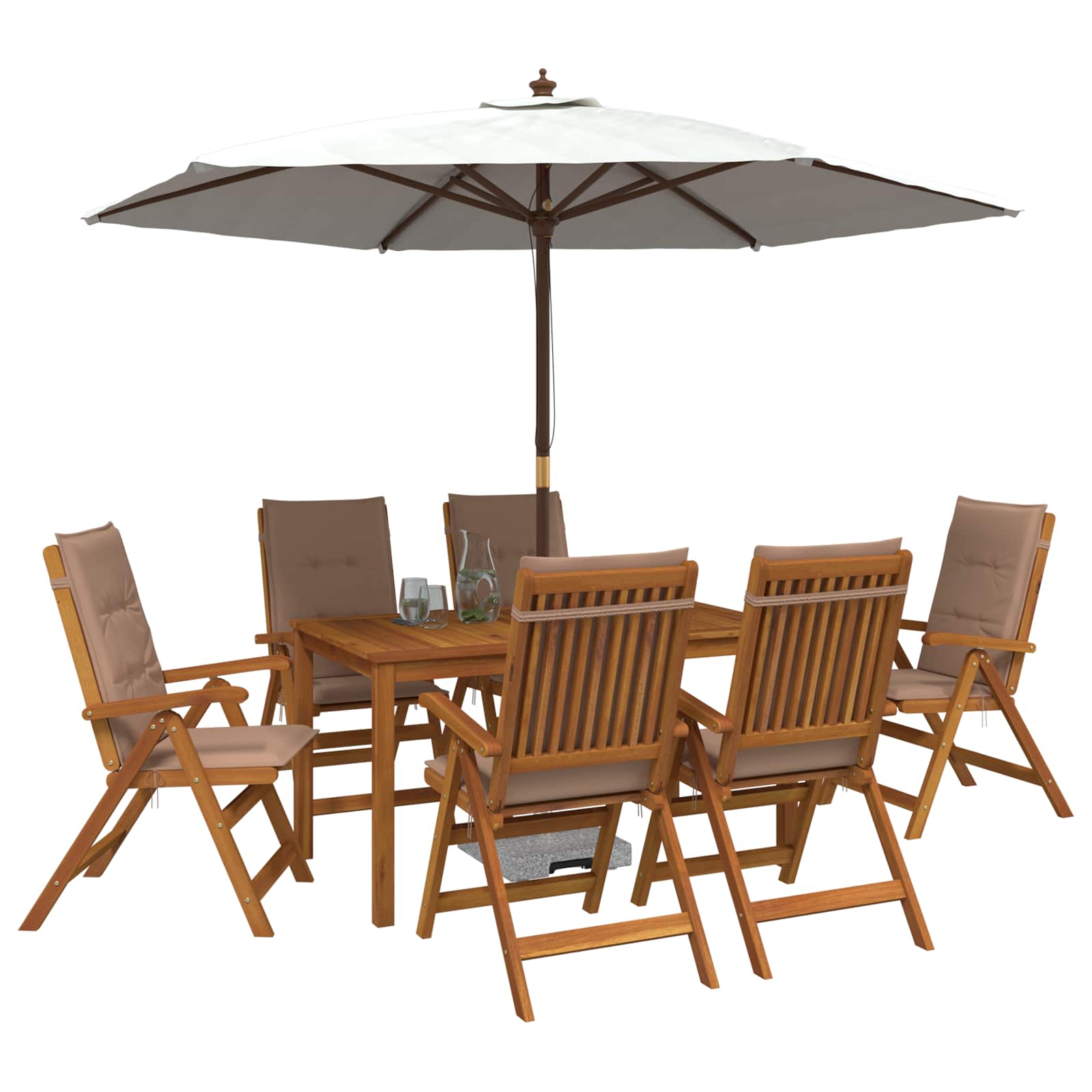 vidaXL 7-Piece Garden Dining Set naturalny Lite Drewno Akacji