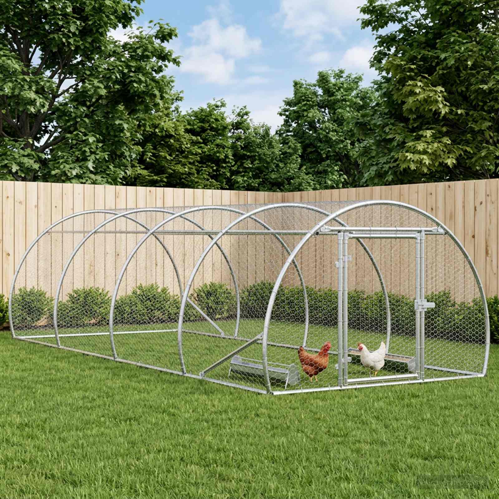 vidaXL Kurnik srebrny 400 x 150 x 100 cm Stal ocynkowana