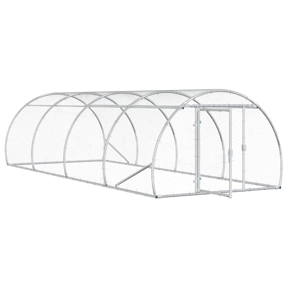 vidaXL Kurnik srebrny 400 x 150 x 100 cm Stal ocynkowana