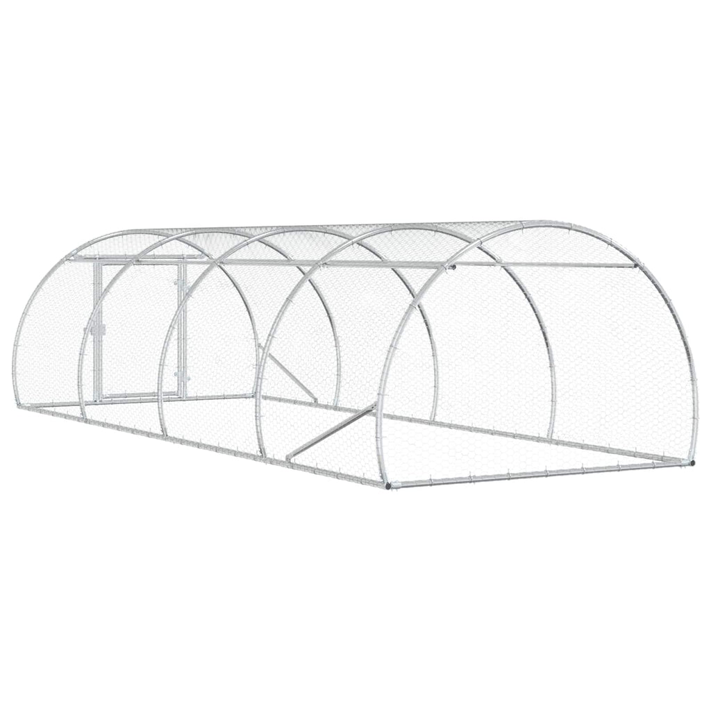 vidaXL Kurnik srebrny 400 x 150 x 100 cm Stal ocynkowana