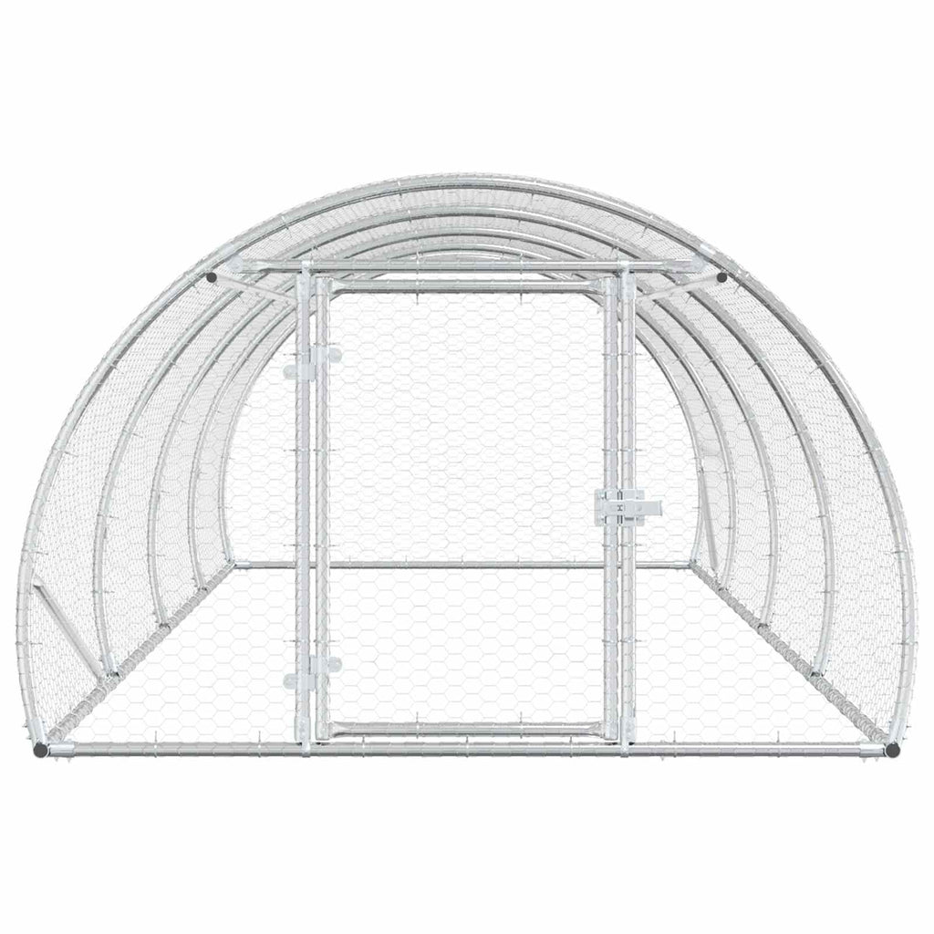 vidaXL Kurnik srebrny 400 x 150 x 100 cm Stal ocynkowana