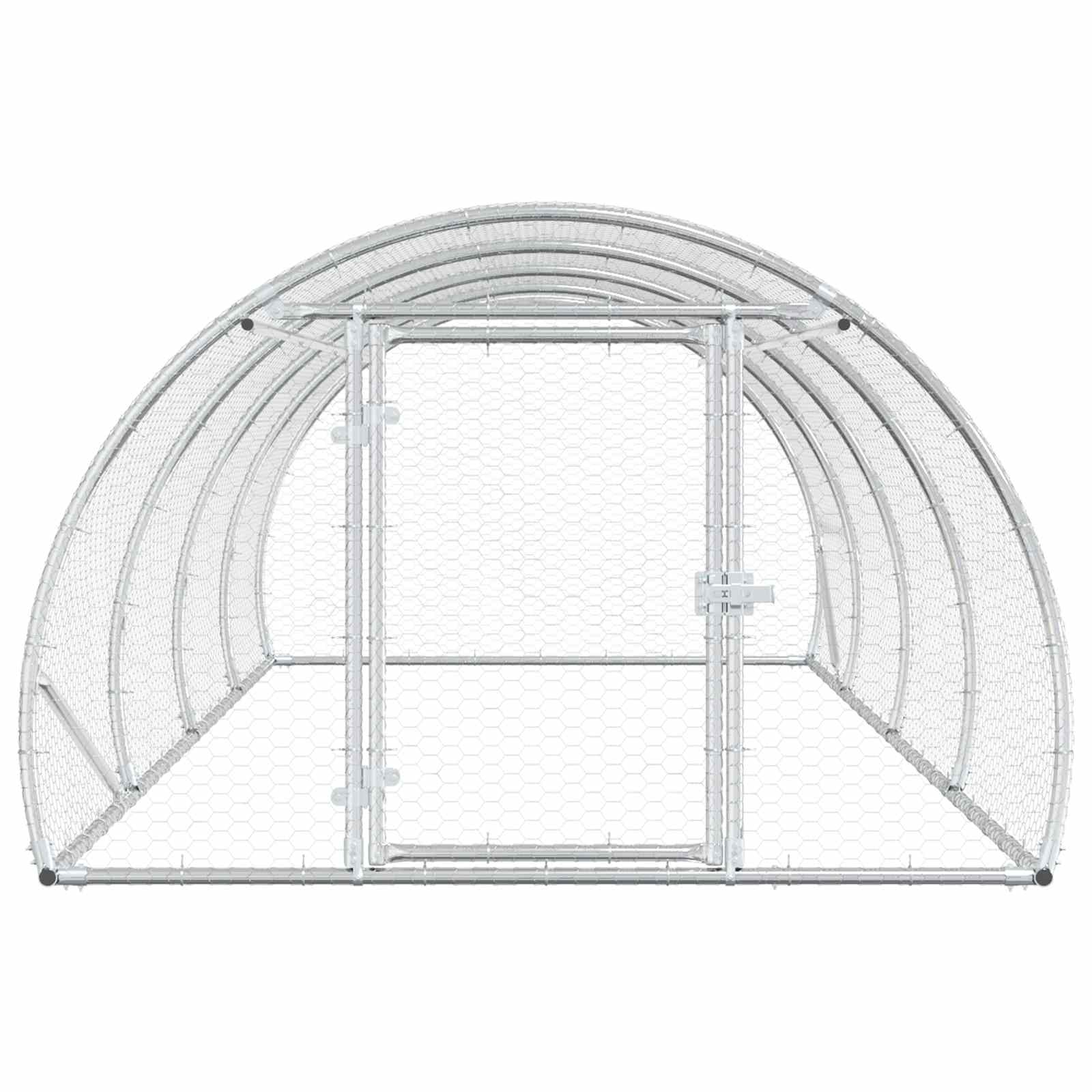 vidaXL Kurnik srebrny 400 x 150 x 100 cm Stal ocynkowana