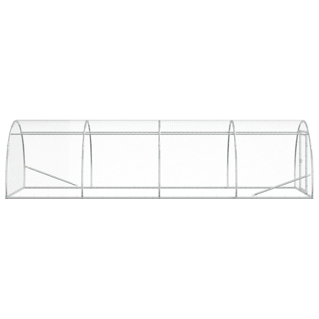 vidaXL Kurnik srebrny 400 x 150 x 100 cm Stal ocynkowana