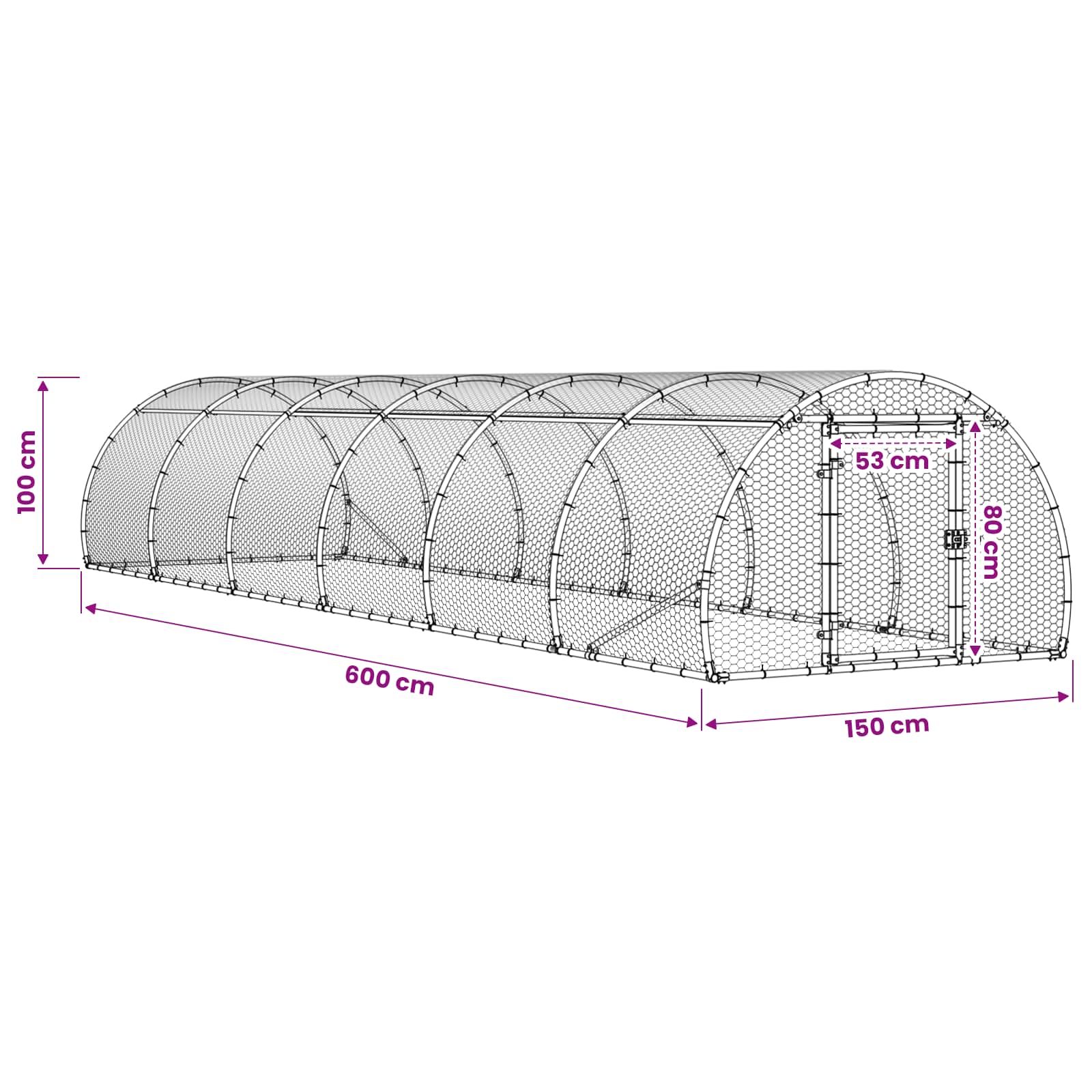 vidaXL Kurnik srebrny 600 x 150 x 100 cm Stal ocynkowana