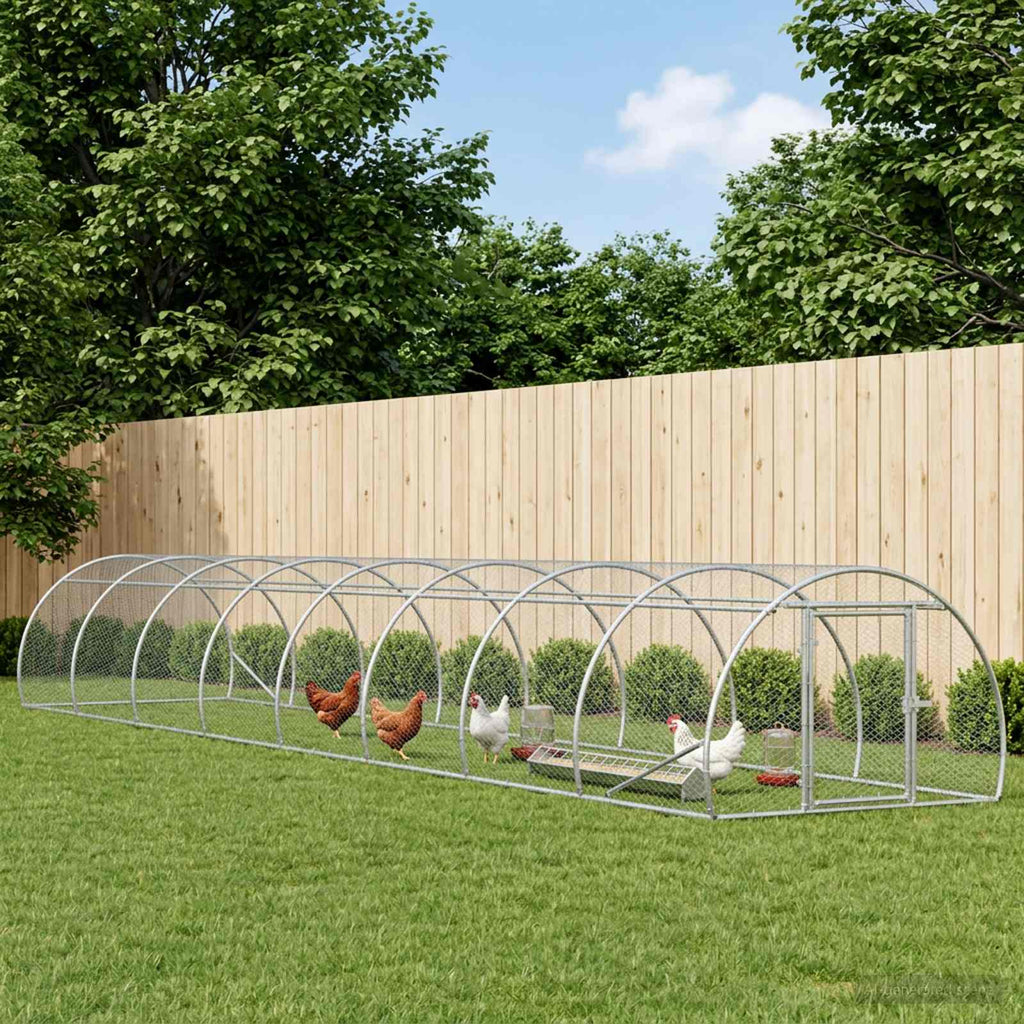 vidaXL Kurnik srebrny 800 x 150 x 100 cm Stal ocynkowana