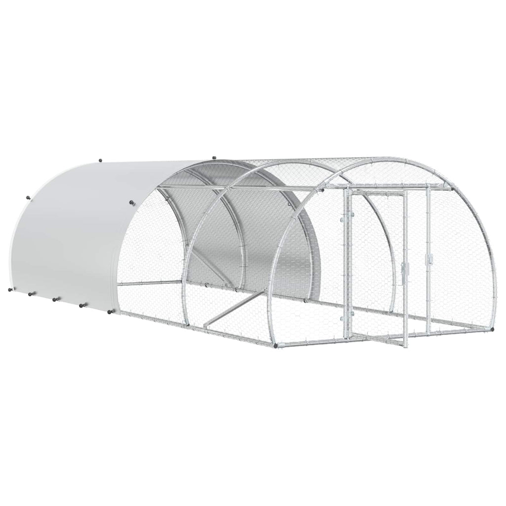vidaXL Kurnik srebrny 400 x 150 x 100 cm Stal ocynkowana