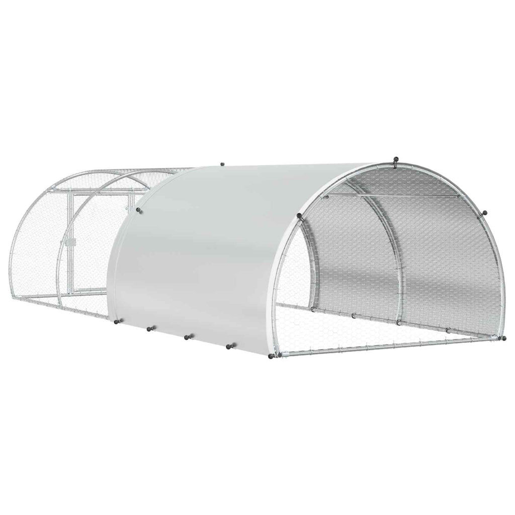vidaXL Kurnik srebrny 400 x 150 x 100 cm Stal ocynkowana