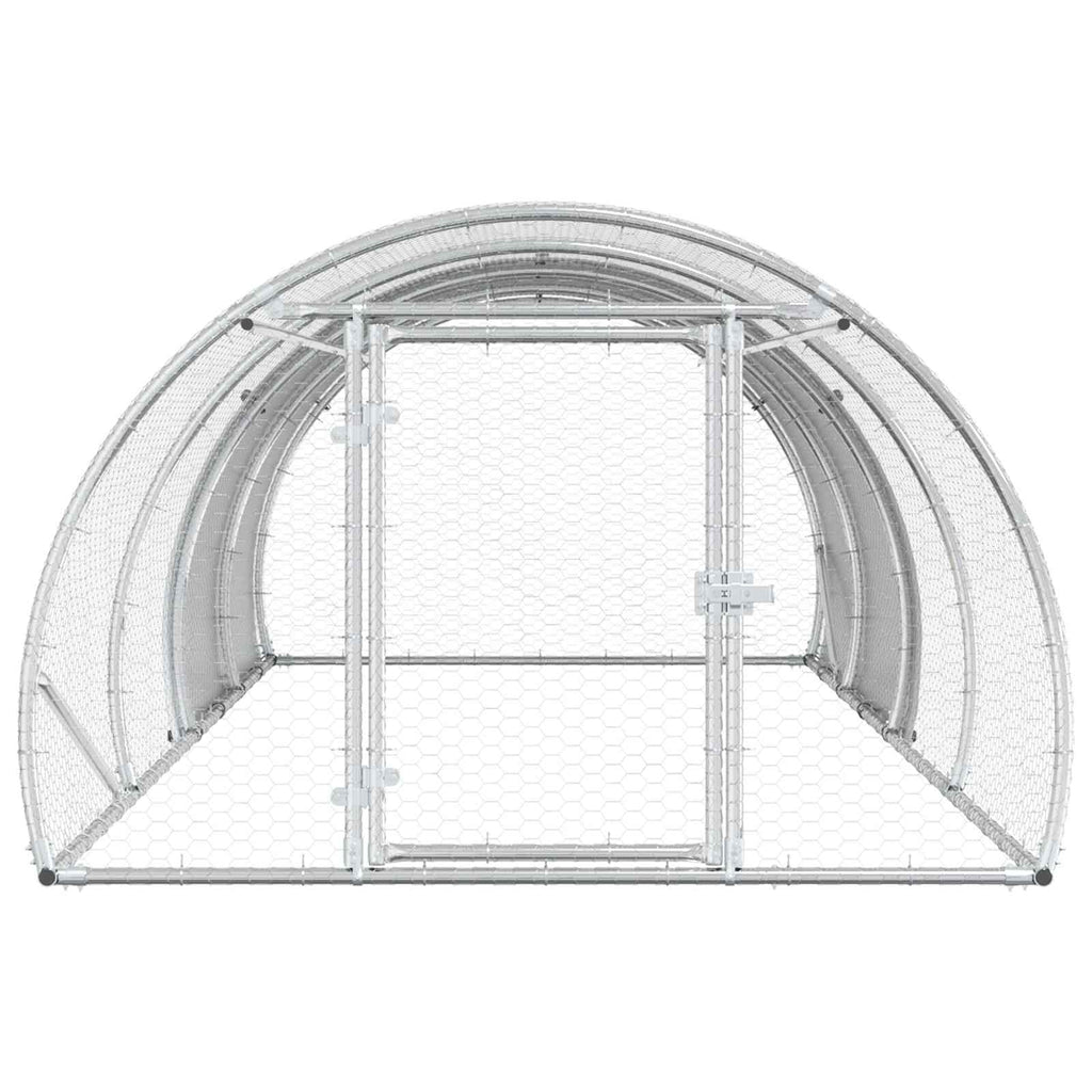 vidaXL Kurnik srebrny 400 x 150 x 100 cm Stal ocynkowana