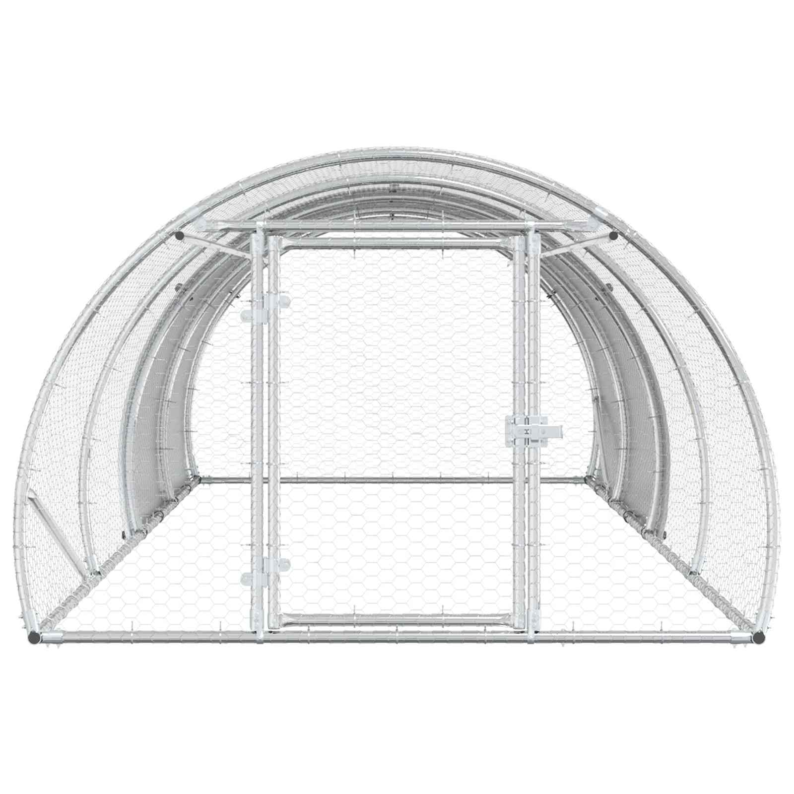 vidaXL Kurnik srebrny 400 x 150 x 100 cm Stal ocynkowana