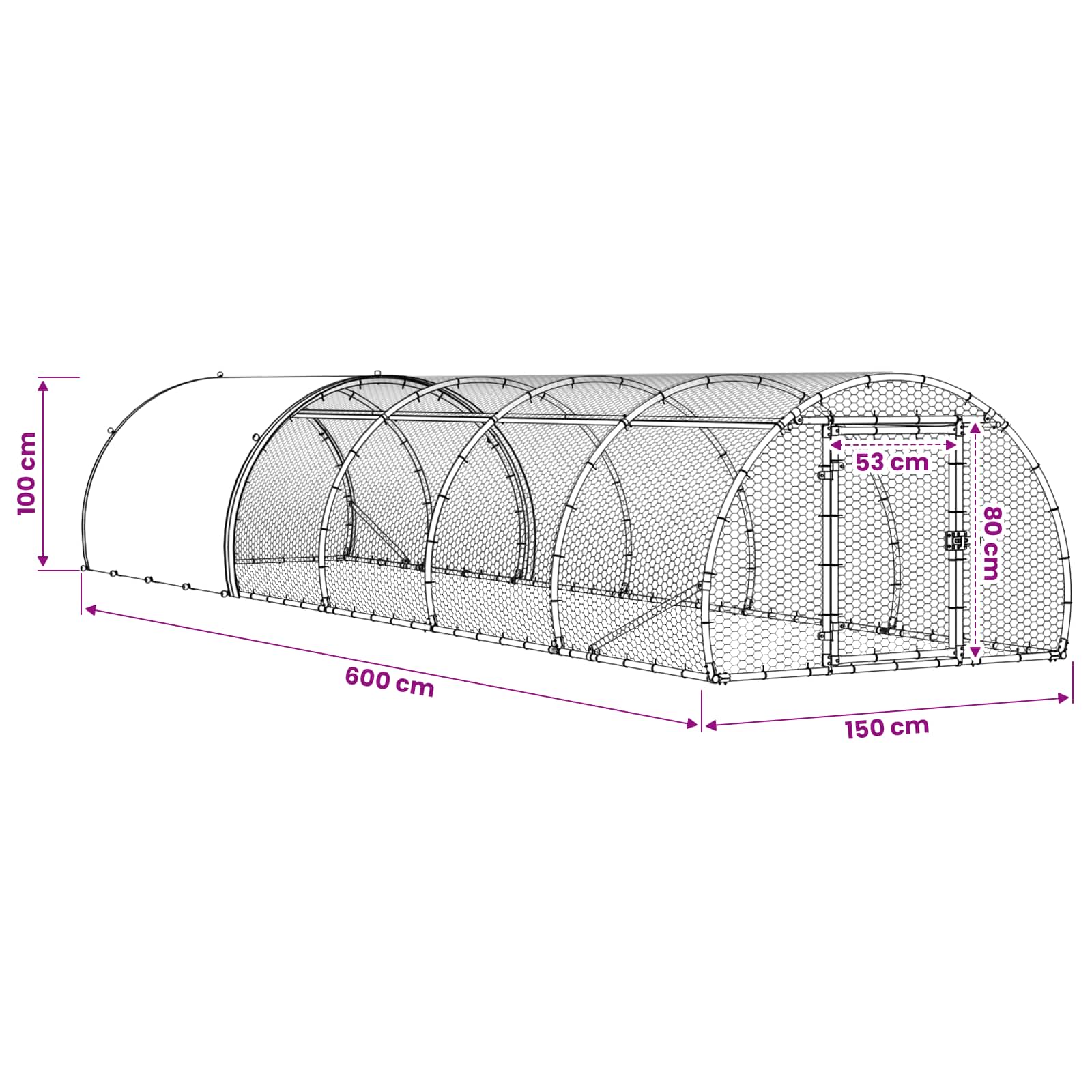 vidaXL Kurnik srebrny 600 x 150 x 100 cm Stal ocynkowana