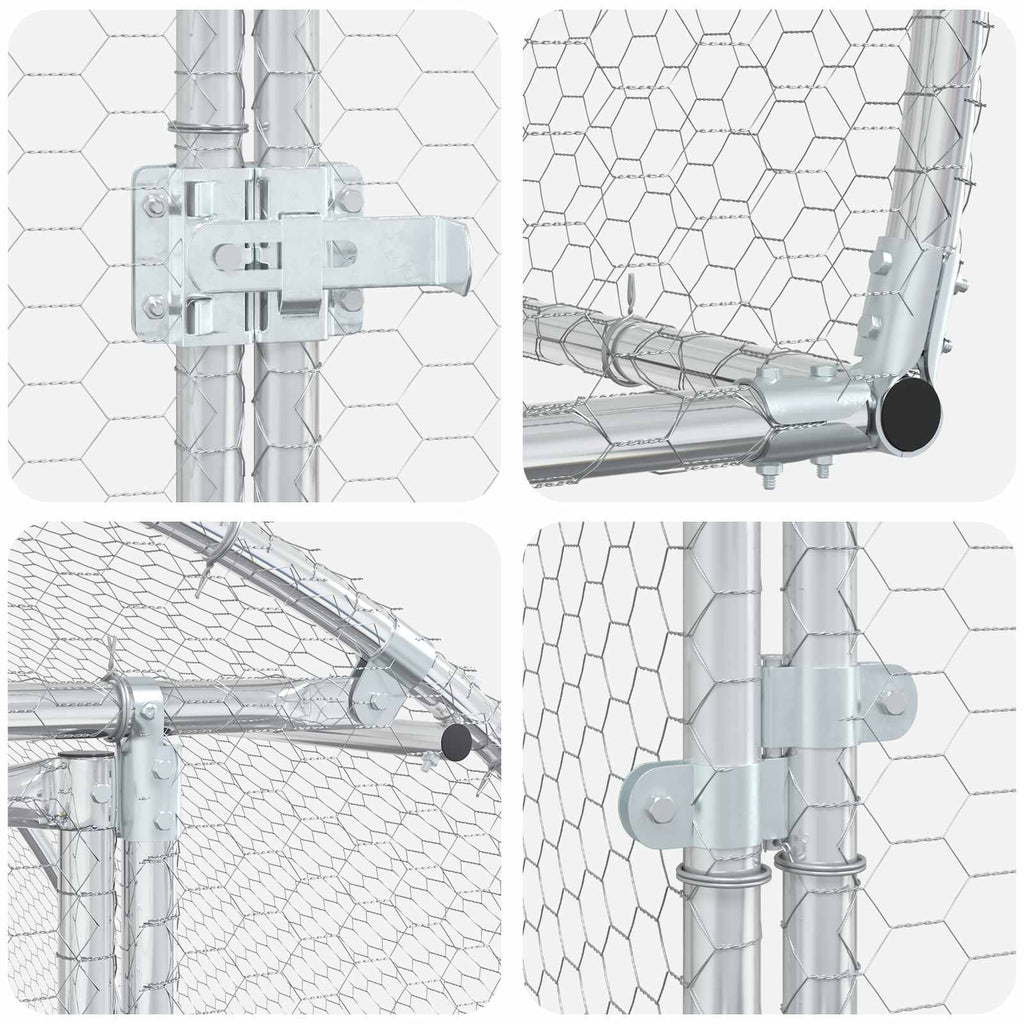 vidaXL Kurnik srebrny 1200 x 150 x 100 cm Stal ocynkowana