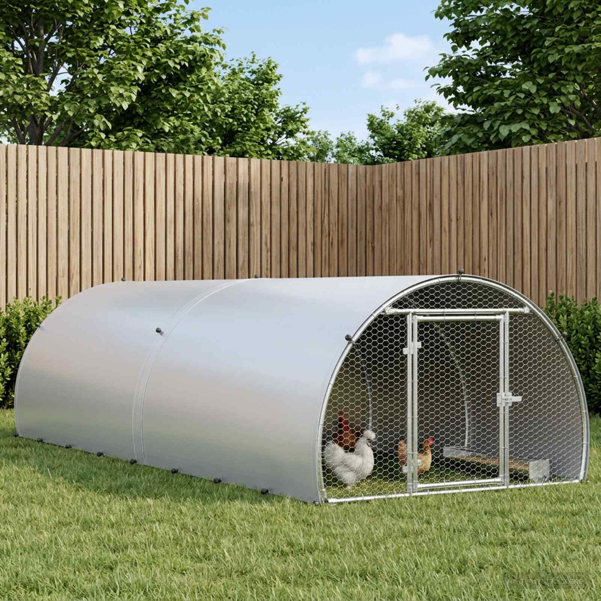 vidaXL Kurnik srebrny 400 x 150 x 100 cm Stal ocynkowana