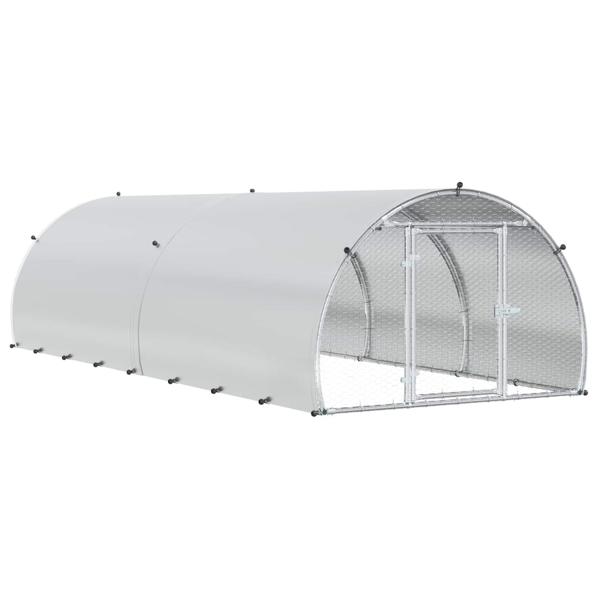 vidaXL Kurnik srebrny 400 x 150 x 100 cm Stal ocynkowana