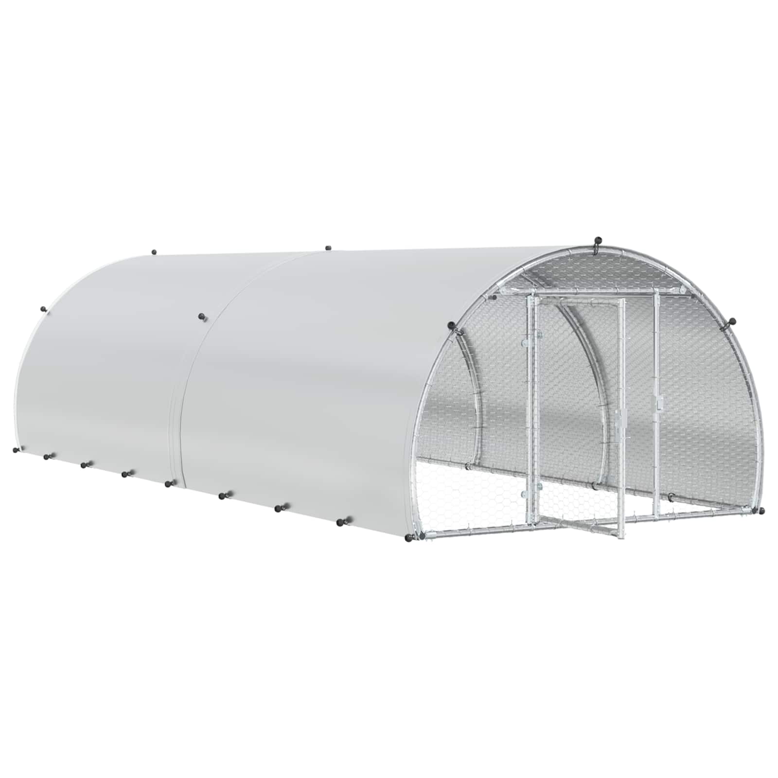 vidaXL Kurnik srebrny 400 x 150 x 100 cm Stal ocynkowana