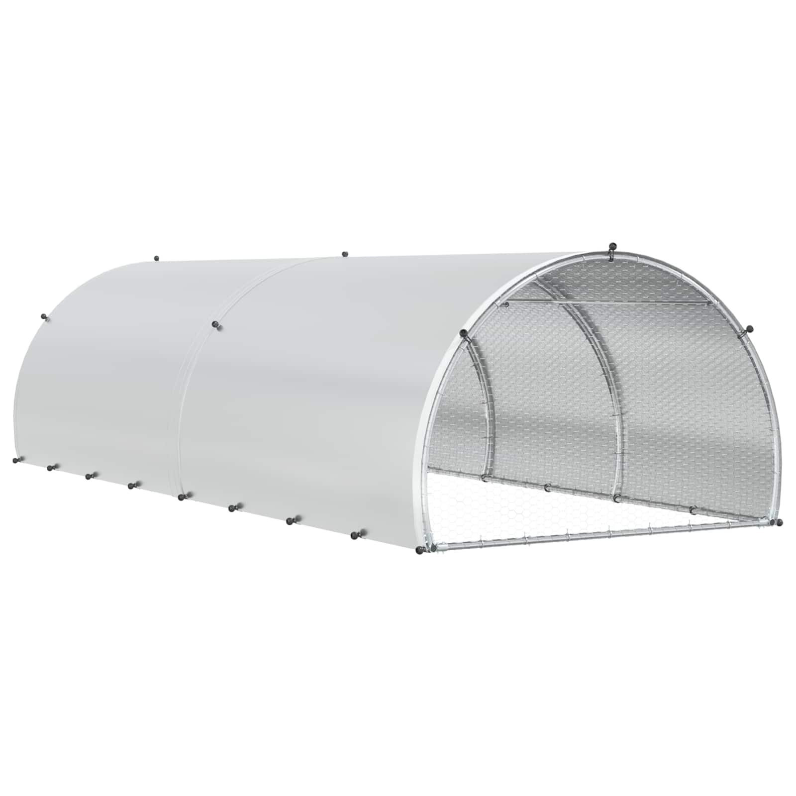 vidaXL Kurnik srebrny 400 x 150 x 100 cm Stal ocynkowana