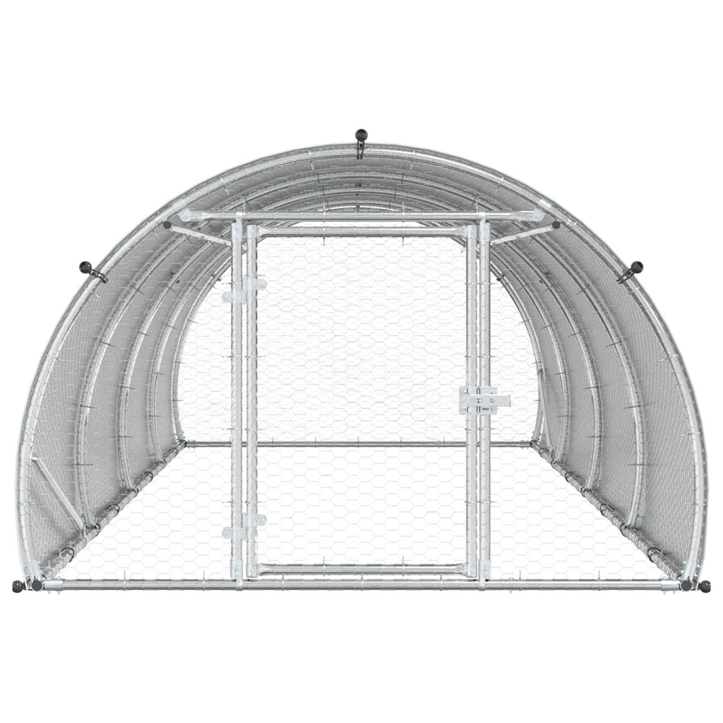 vidaXL Kurnik srebrny 400 x 150 x 100 cm Stal ocynkowana
