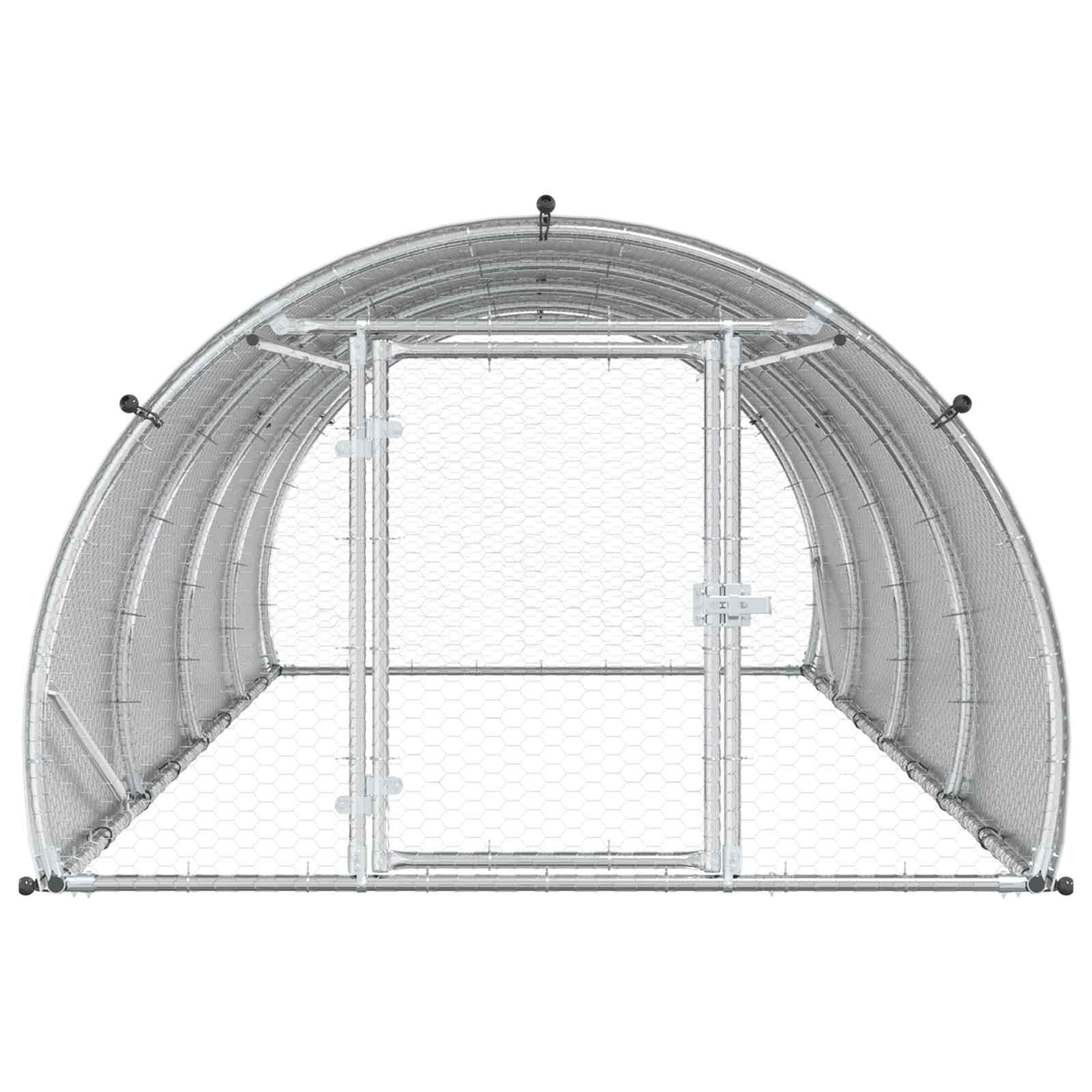 vidaXL Kurnik srebrny 400 x 150 x 100 cm Stal ocynkowana