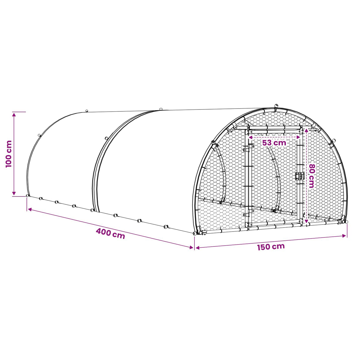 vidaXL Kurnik srebrny 400 x 150 x 100 cm Stal ocynkowana