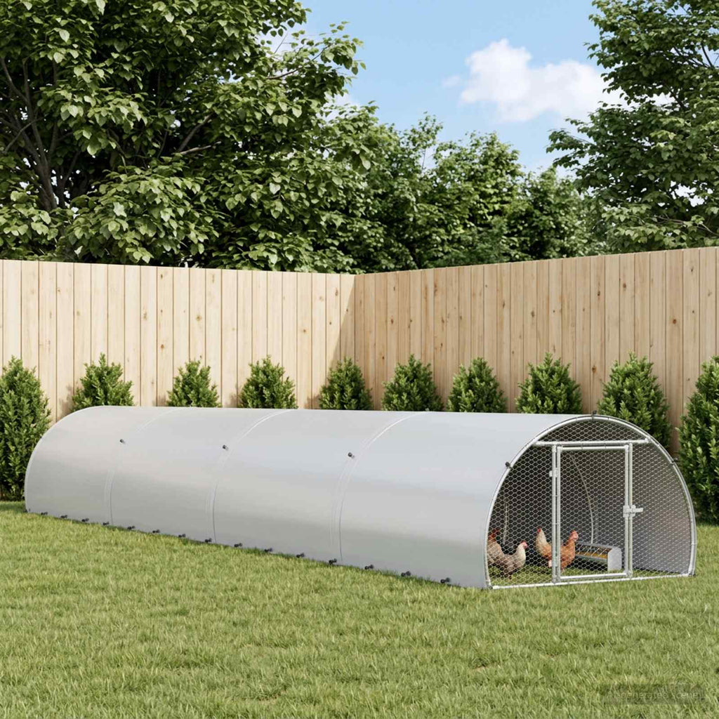 vidaXL Kurnik srebrny 800 x 150 x 100 cm Stal ocynkowana