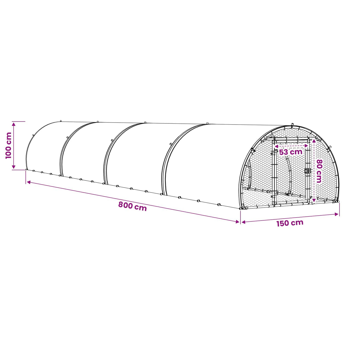 vidaXL Kurnik srebrny 800 x 150 x 100 cm Stal ocynkowana