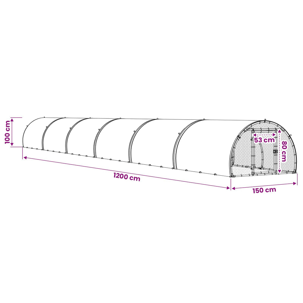 vidaXL Kurnik srebrny 1200 x 150 x 100 cm Stal ocynkowana