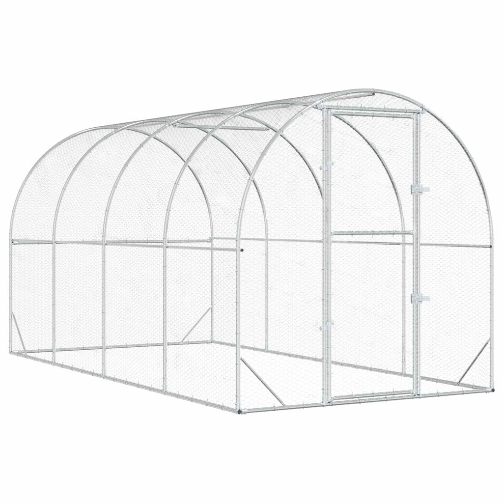 vidaXL Kurnik srebrny 400 x 200 x 200 cm Stal ocynkowana