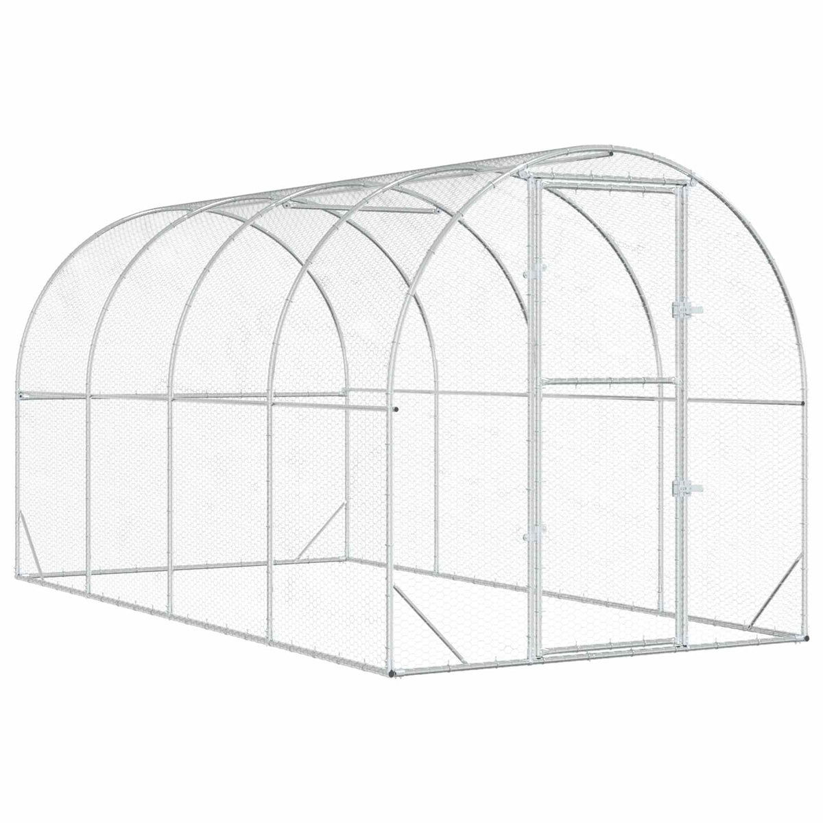 vidaXL Kurnik srebrny 400 x 200 x 200 cm Stal ocynkowana