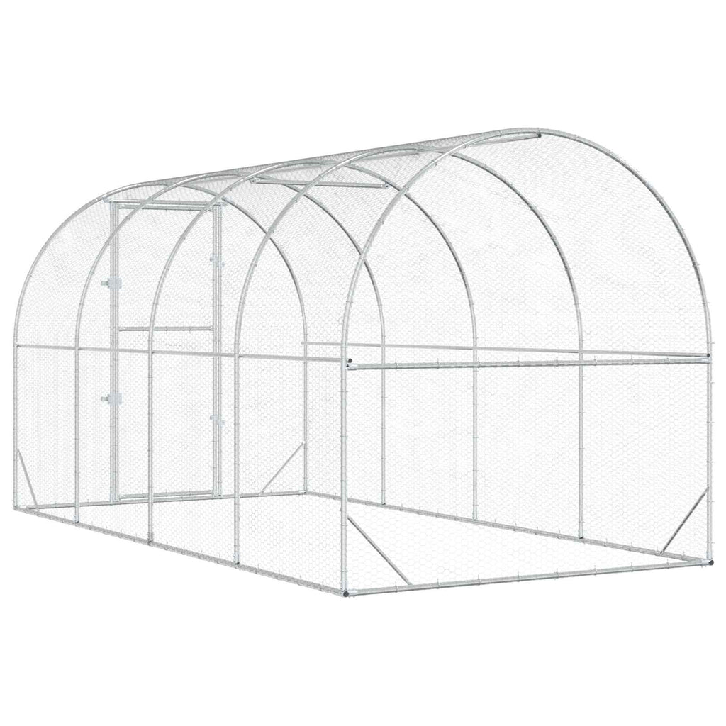 vidaXL Kurnik srebrny 400 x 200 x 200 cm Stal ocynkowana