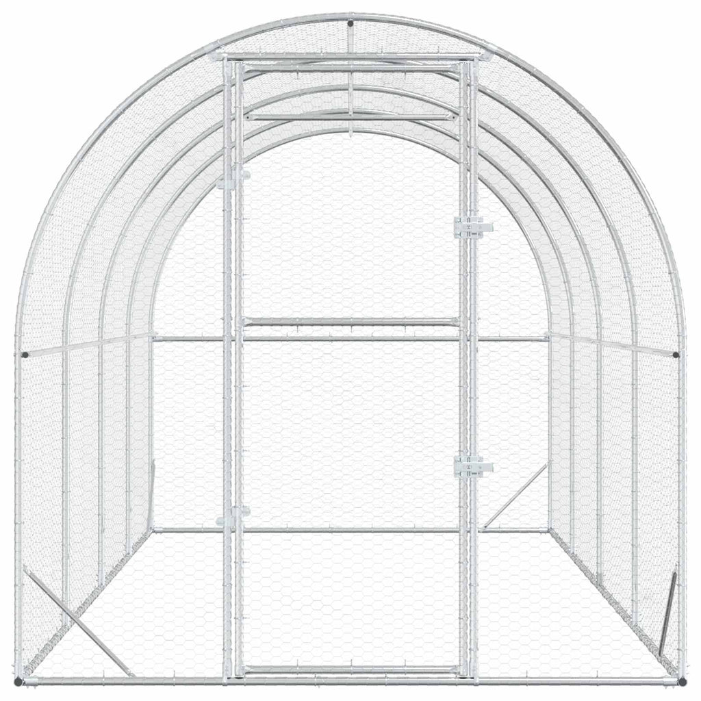 vidaXL Kurnik srebrny 400 x 200 x 200 cm Stal ocynkowana