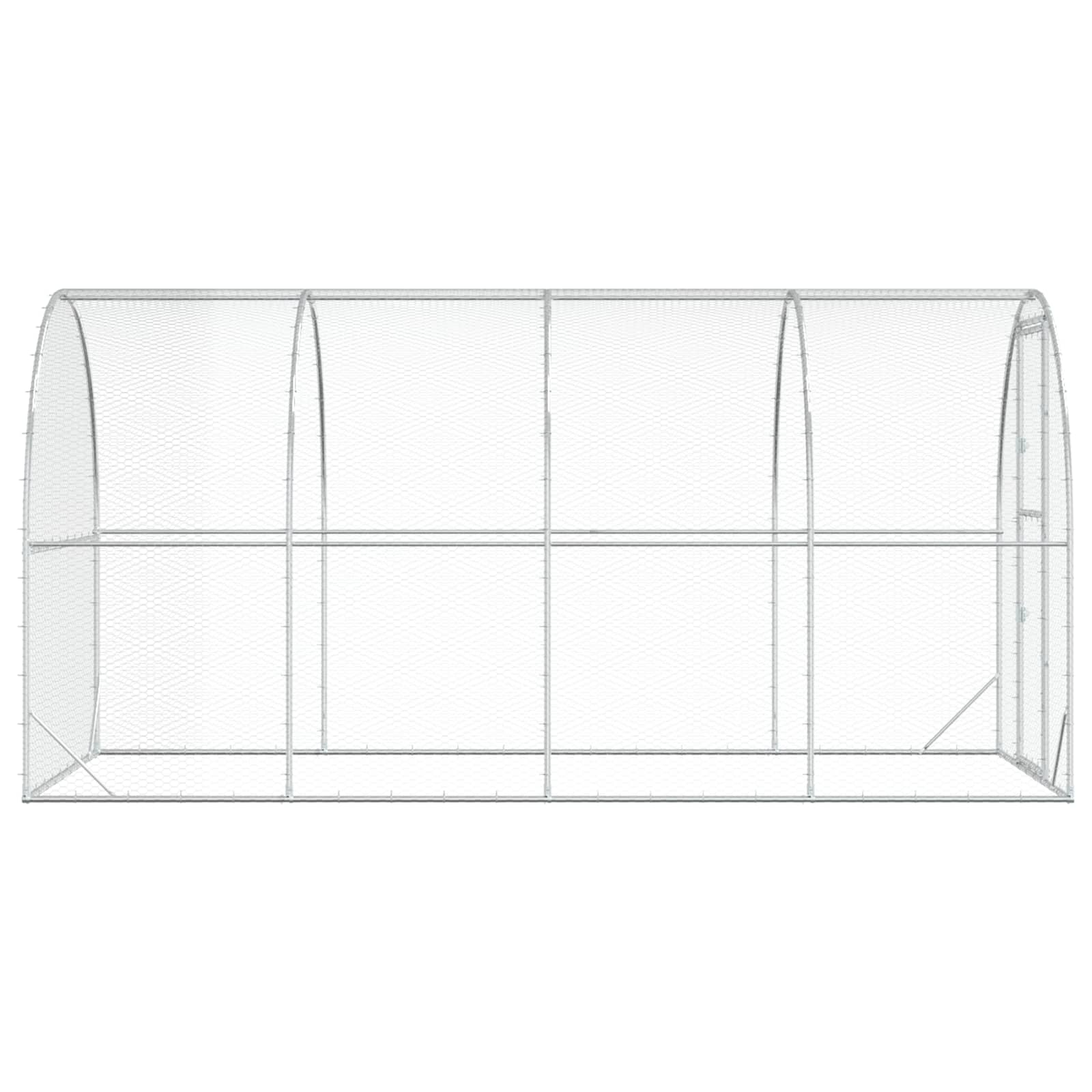 vidaXL Kurnik srebrny 400 x 200 x 200 cm Stal ocynkowana