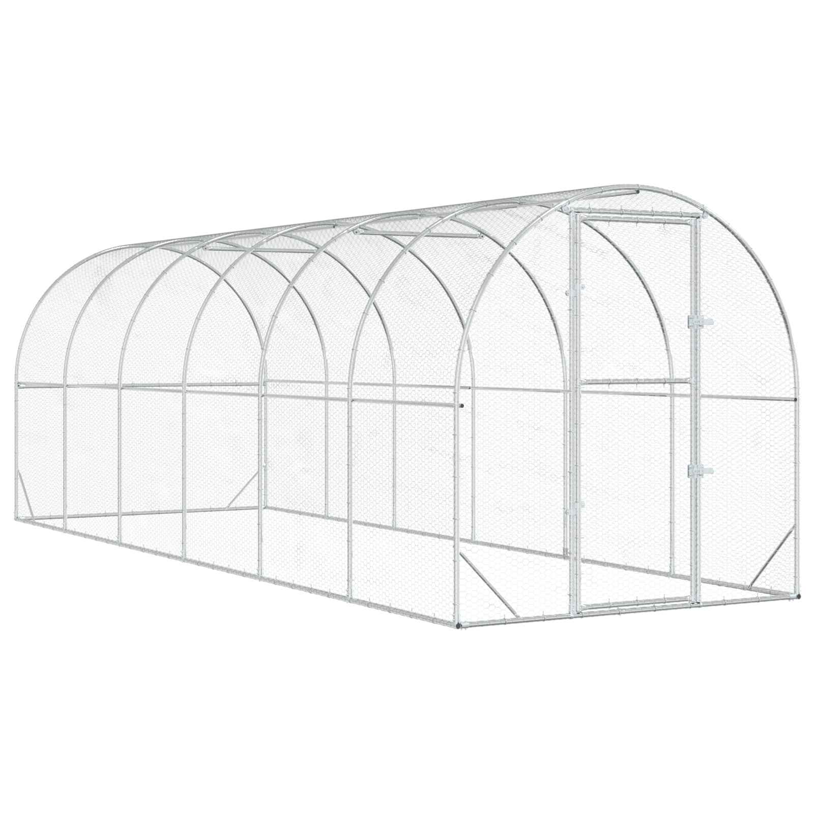 vidaXL Kurnik srebrny 600 x 200 x 200 cm Stal ocynkowana