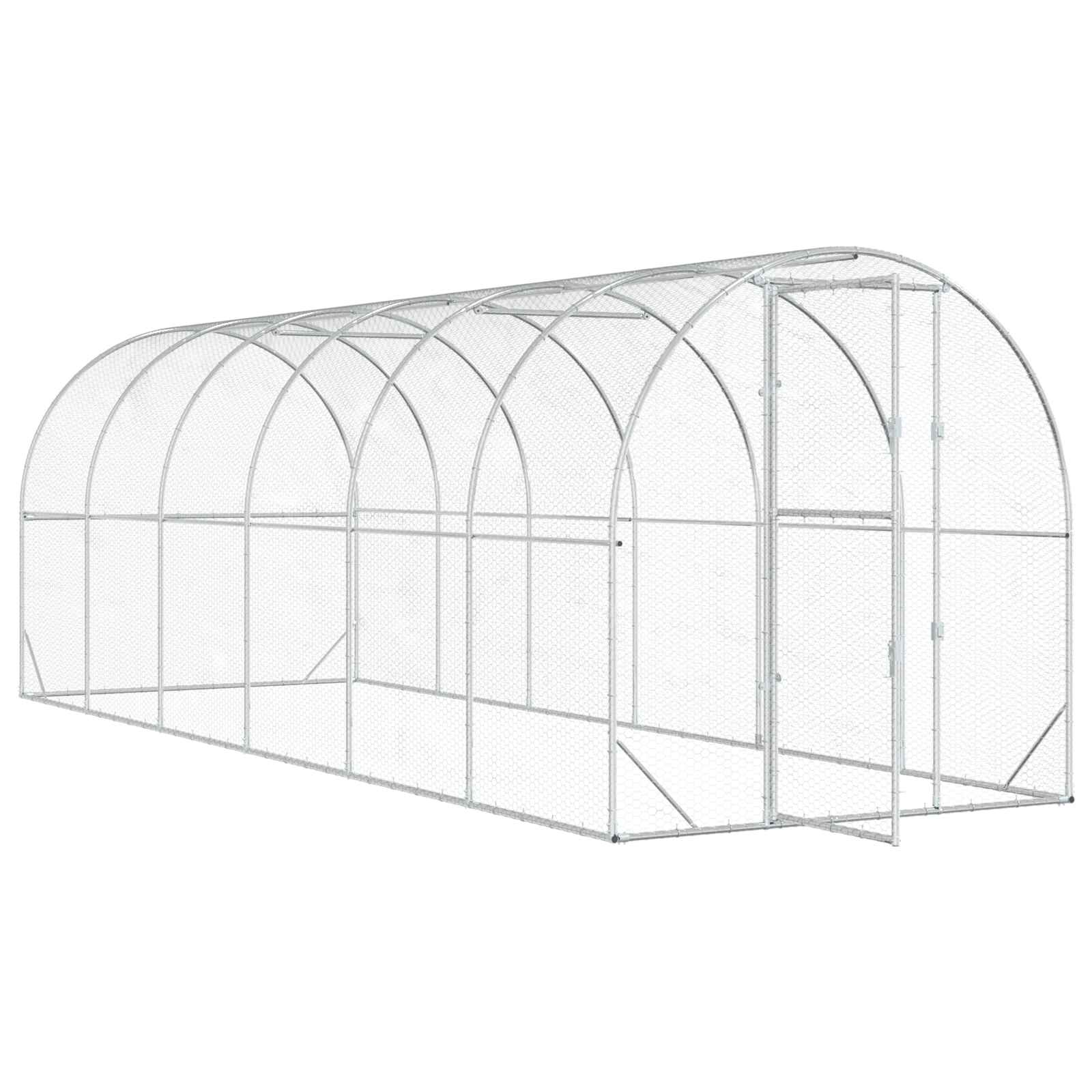 vidaXL Kurnik srebrny 600 x 200 x 200 cm Stal ocynkowana