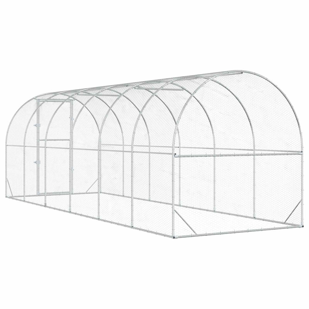 vidaXL Kurnik srebrny 600 x 200 x 200 cm Stal ocynkowana