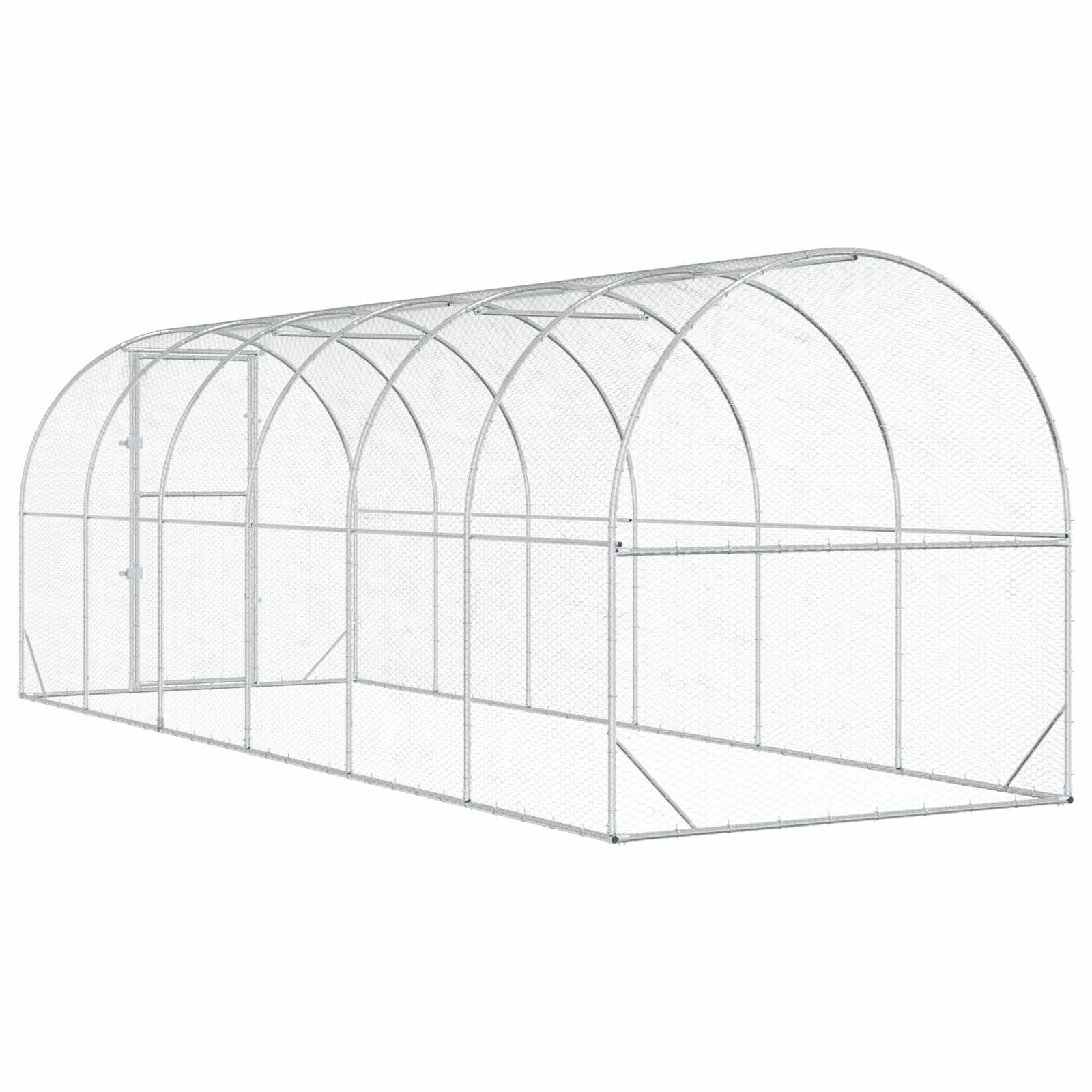vidaXL Kurnik srebrny 600 x 200 x 200 cm Stal ocynkowana