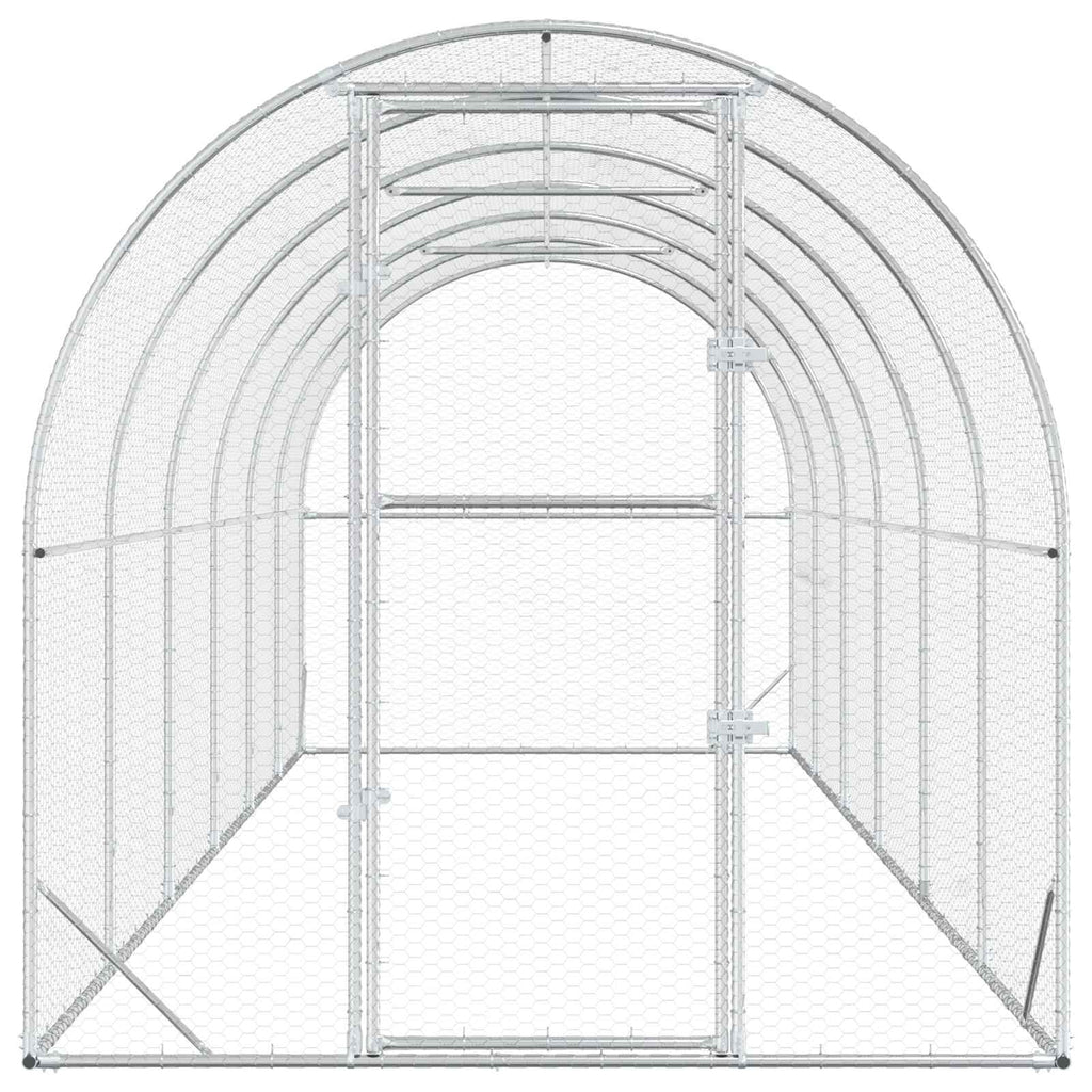 vidaXL Kurnik srebrny 600 x 200 x 200 cm Stal ocynkowana
