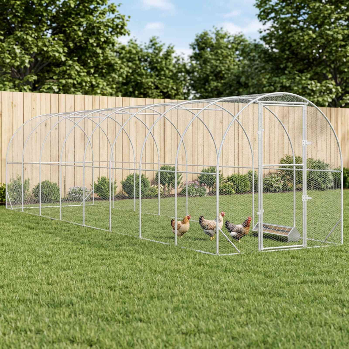 vidaXL Kurnik srebrny 800 x 200 x 200 cm Stal ocynkowana