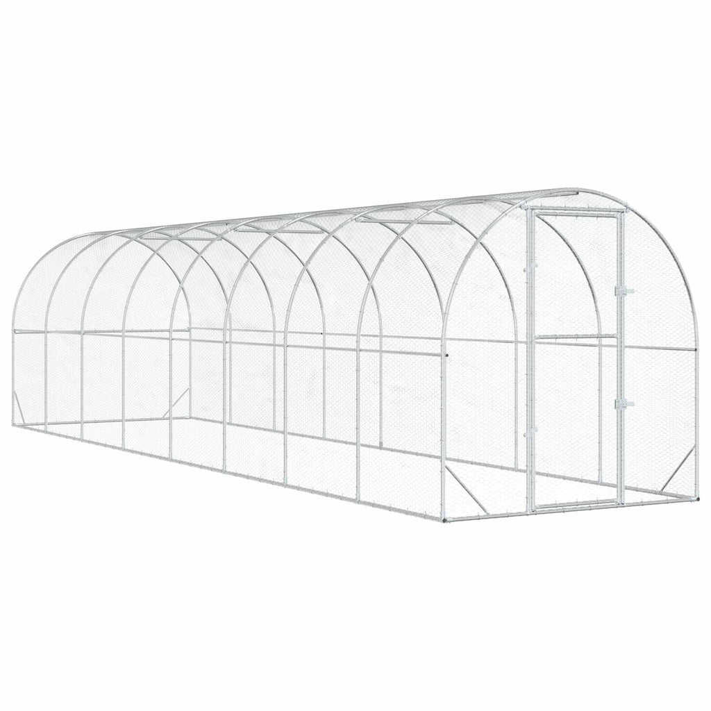 vidaXL Kurnik srebrny 800 x 200 x 200 cm Stal ocynkowana