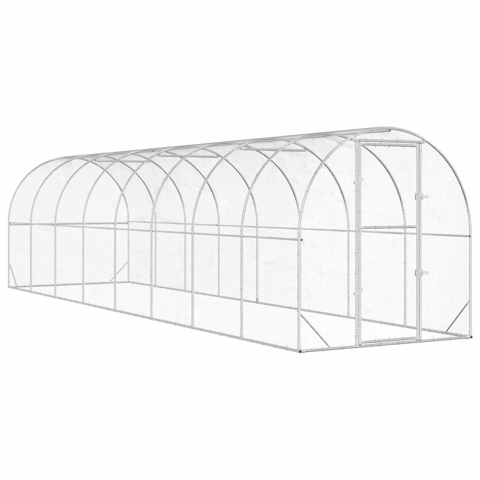 vidaXL Kurnik srebrny 800 x 200 x 200 cm Stal ocynkowana